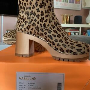 Swedish Hasbeens Leopard Print Heeled Boots